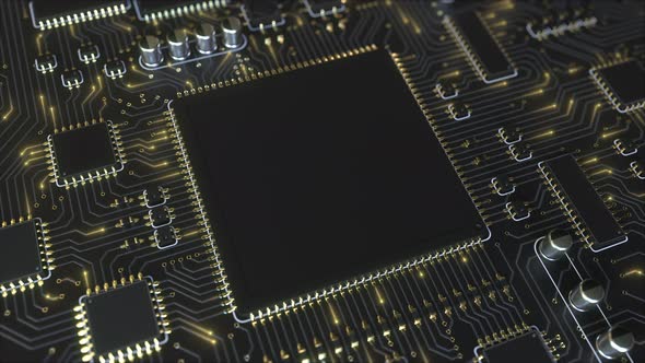 Black Chip on a Circuit Board