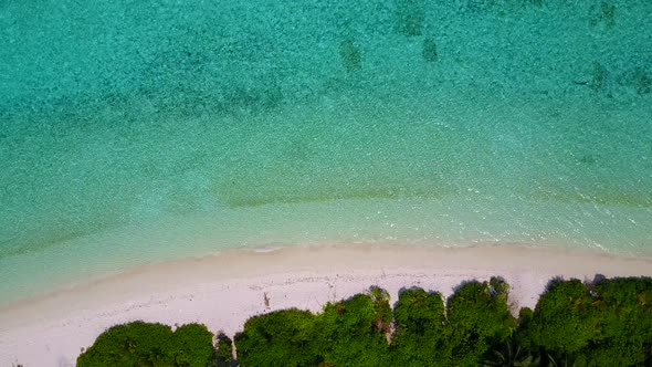 Summer texture of perfect tourist beach trip by clear ocean and white sand background near surf