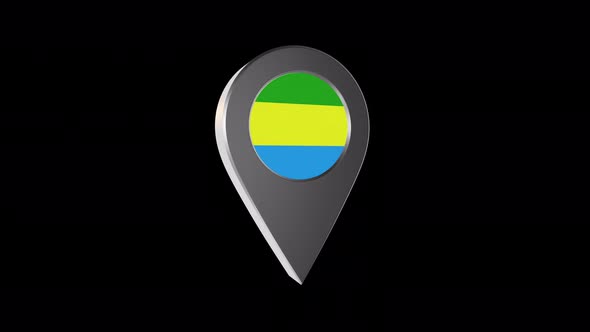 3d Animation Map Navigation Pointer With Flag Of Bandung (Brunei) With Alpha Channel - 4K