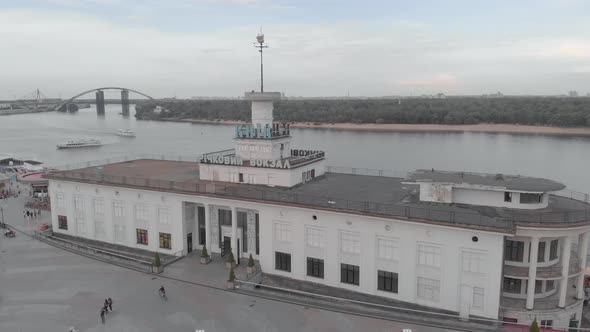 River Station in Kyiv. Ukraine. Aerial