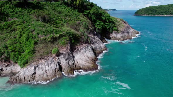 Amazing landscape nature view from Drone camera. Aerial view of seashore in phuket thailand