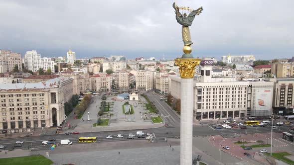 The Symbol of Kyiv, Ukraine - Independence Square Aerial View, Slow Motion