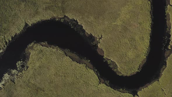 Union river meandering Aerial top down view