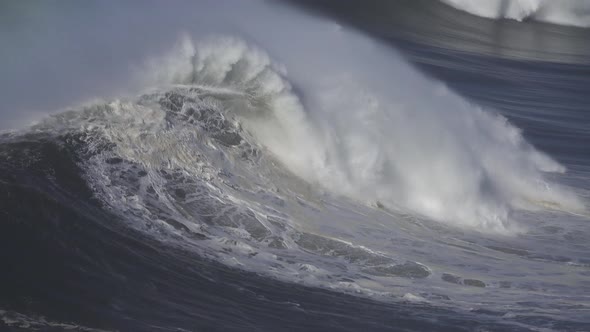Large Wave Rolling on Surface of Stormy Ocean