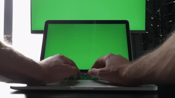 Computer with green screen