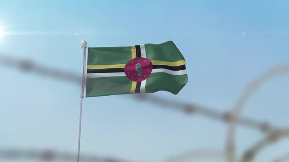 Dominica  Flag Behind Border