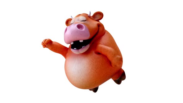 Fun 3D cartoon cow flying