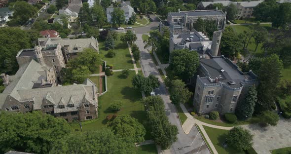 Overhead Shot of Gothic Revival Architecture in New Rochelle