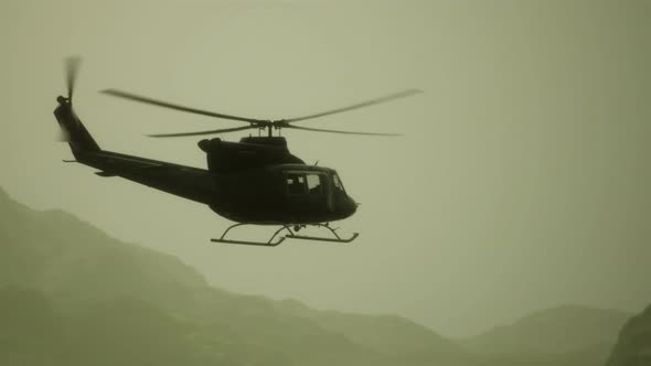 Slow Motion United States Military Helicopter in Vietnam alt