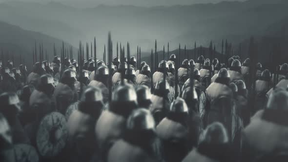 Big Army Of Viking Warriors Ready For Battle