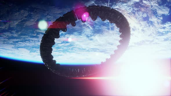 UFO Spaceship Hovering in the Sky Elements Furnished By NASA alt