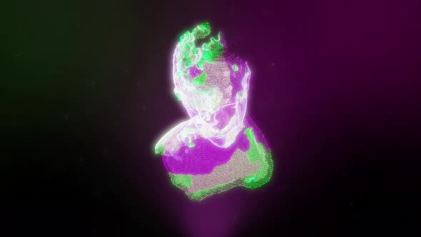 Neural intelligence network creates a face hologram in the gradient background alt