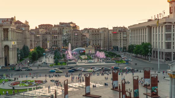 Khreshchatyk Street and Independence Square in Kyiv Kiev