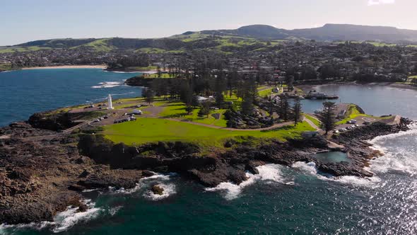 Kiama, a Resort Town in Australia. An Aerial View of the Picturesque Rocky Headland. A White