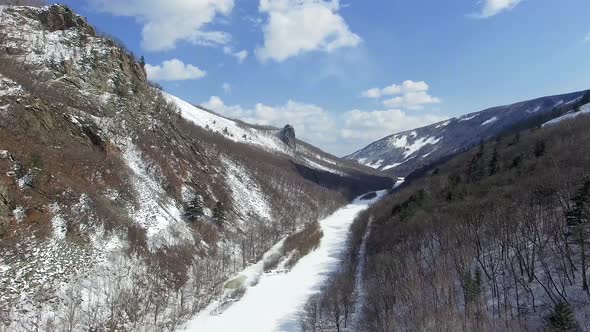 Drone View To the Valley of the Tigrovaya River and the Rocks Princess Castle