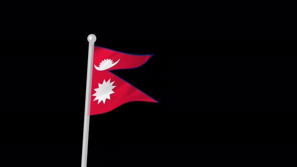 Flag Of Nepal Flying Animated Black Background
