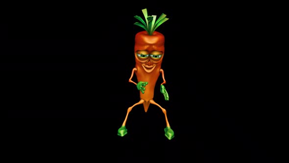 Fun Carrot  Looped Dance with Alpha Channel and Shadow