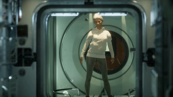 Woman Astronaut on a Futuristic Spaceship