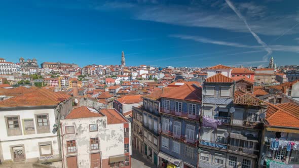 Panoramic Overview of Old Town of Porto Timelapse Portugal