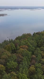 Vertical Video Aerial View of the Dnipro River  the Main River of Ukraine