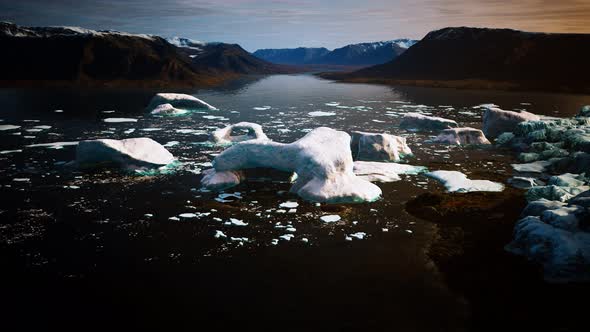 Ice Icebergs in Greenland at Summer