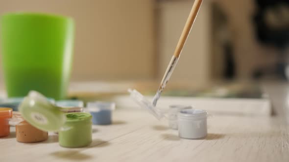 Jars of Paint in Focus