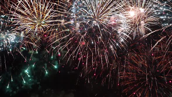 Colorful Fireworks Exploding in the Night Sky