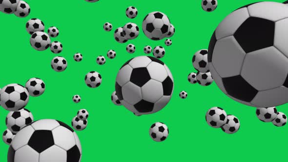 4K Soccer Balls Green Screen Background Seamless Loop V3