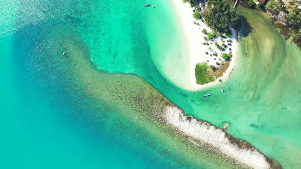 Aerial view tourism of beautiful sea view beach vacation by blue sea with white sandy background of 