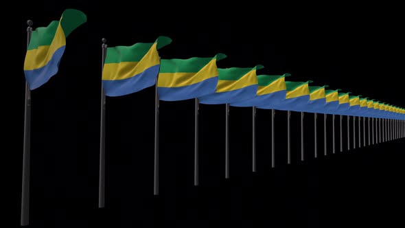 Row Of Gabon Flags With Alpha 2K