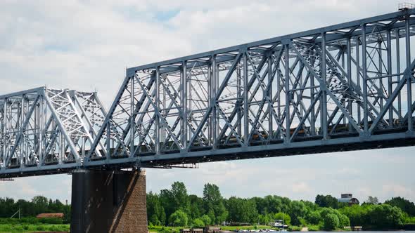 Bottom View of the Railway Bridge Over the Volga River