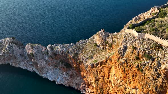 Alanya Castle Alanya Kalesi Aerial View 4K