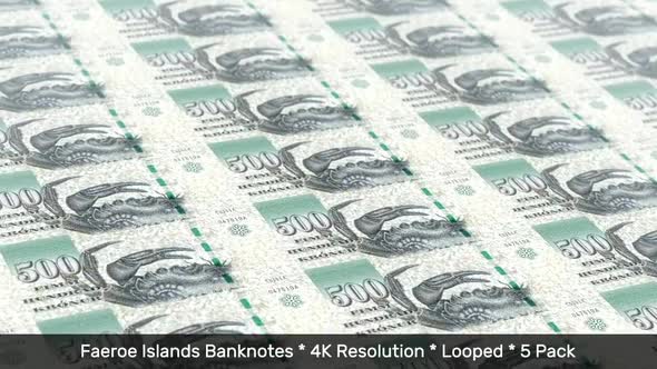 Faeroe Islands Banknotes / Faroese Money / Krona kr / FOK / 5 Pack - 4K