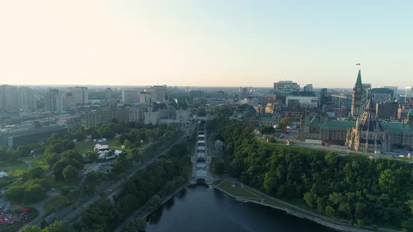 Aerial view of the Rideau Canal, in Ottawa
