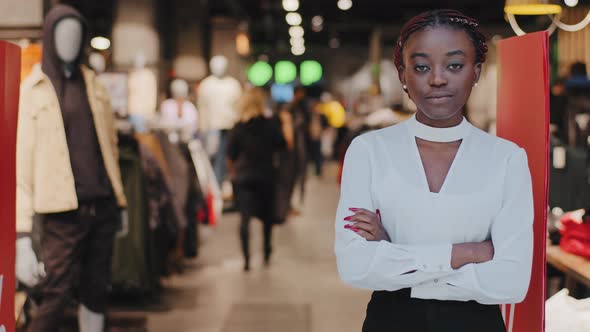 Successful Lady Small Business Woman African American Girl Female Salesman Clothing Store Owner