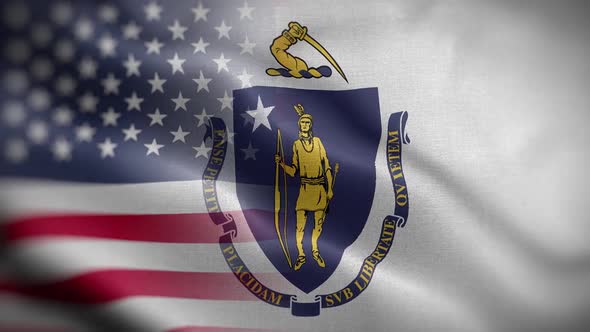 Massachusetts State Usa Mixed Flag Front HD