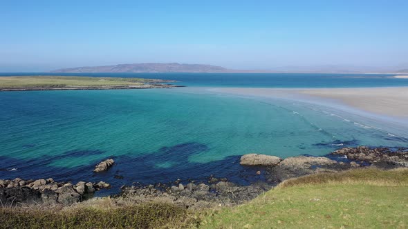 Aerial View of the Awarded Narin Beach By Portnoo and Inishkeel Island in County Donegal Ireland