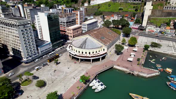 Downtown of Salvador Bahia Brazil. Historic buildings at tourism postcard.