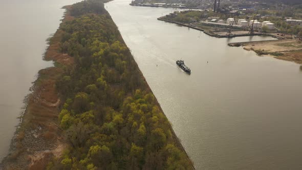 Aerial view of the port in Svetliy town