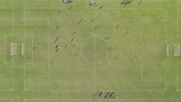 Bird's Eye View of Football Match at Hackney Marshes in London