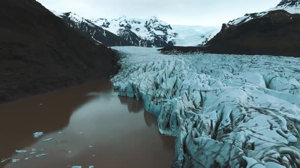 Aerial Panoramic View of the Skaftafell Glacier Vatnajokull National Park