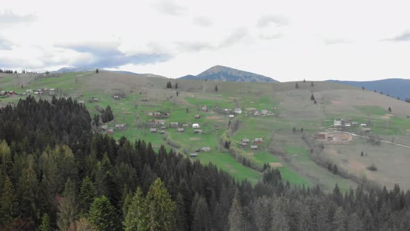 Hills and mountains. Mountain peak against cloudy sky