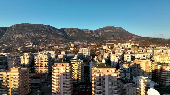 View of the city of Alanya aerial view 4 K