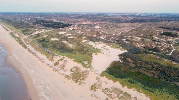 Aerial view of dunes and North Sea, Hollands Duin, Wassenaar, Netherlands