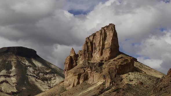 Time lapse view of jagged rock formation