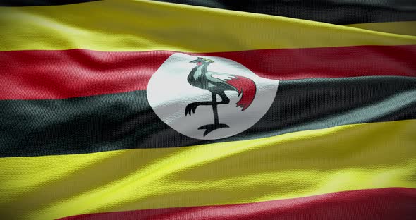 Uganda national flag waving loop 4K