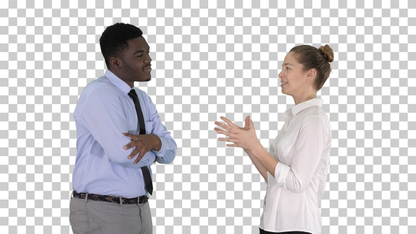 Business woman giving some ideas to her boss, Alpha Channel