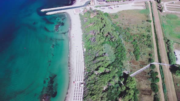 Tyrrhenian Sea Overhead Aerial View From a Drone in Summer Season