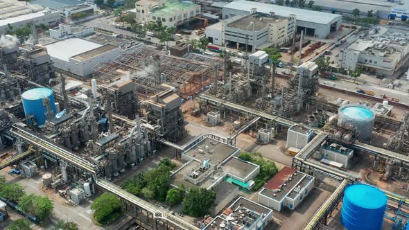 Top view of industrial factory plant