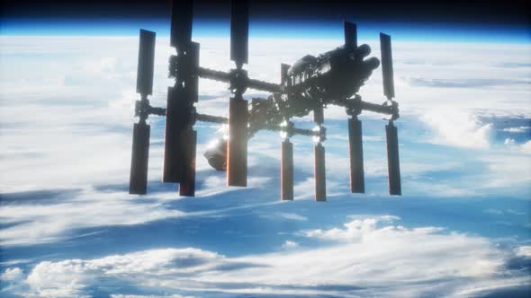 International Space Station in Outer Space Over the Planet Earth